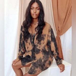 ICONIC TIE DYE CORDUROY SHIRT DRESS